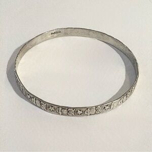 Vintage Silver Mexico Bangle Zodiac Sign Owl Bracelet